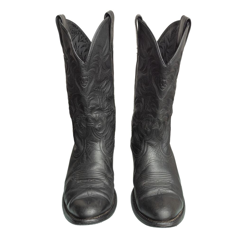 Men's Black Leather Ariat Heritage R Toe Western Cowboy Boots 34770 - 9EE - Picture 12 of 15